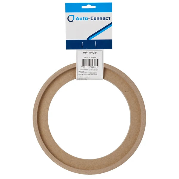 Auto-Connect 8" MDF-Holzring (20 cm) als universeller Lautsprecheradapter mit Etikett