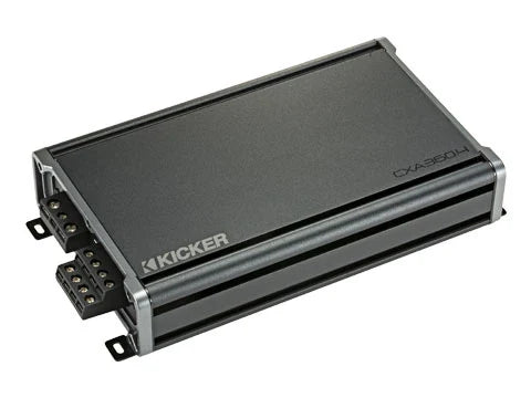 Kicker CX360.4 4-Kanal-Verstärker mit 4 x 90 Watt im grauen Aluminiumgehäuse